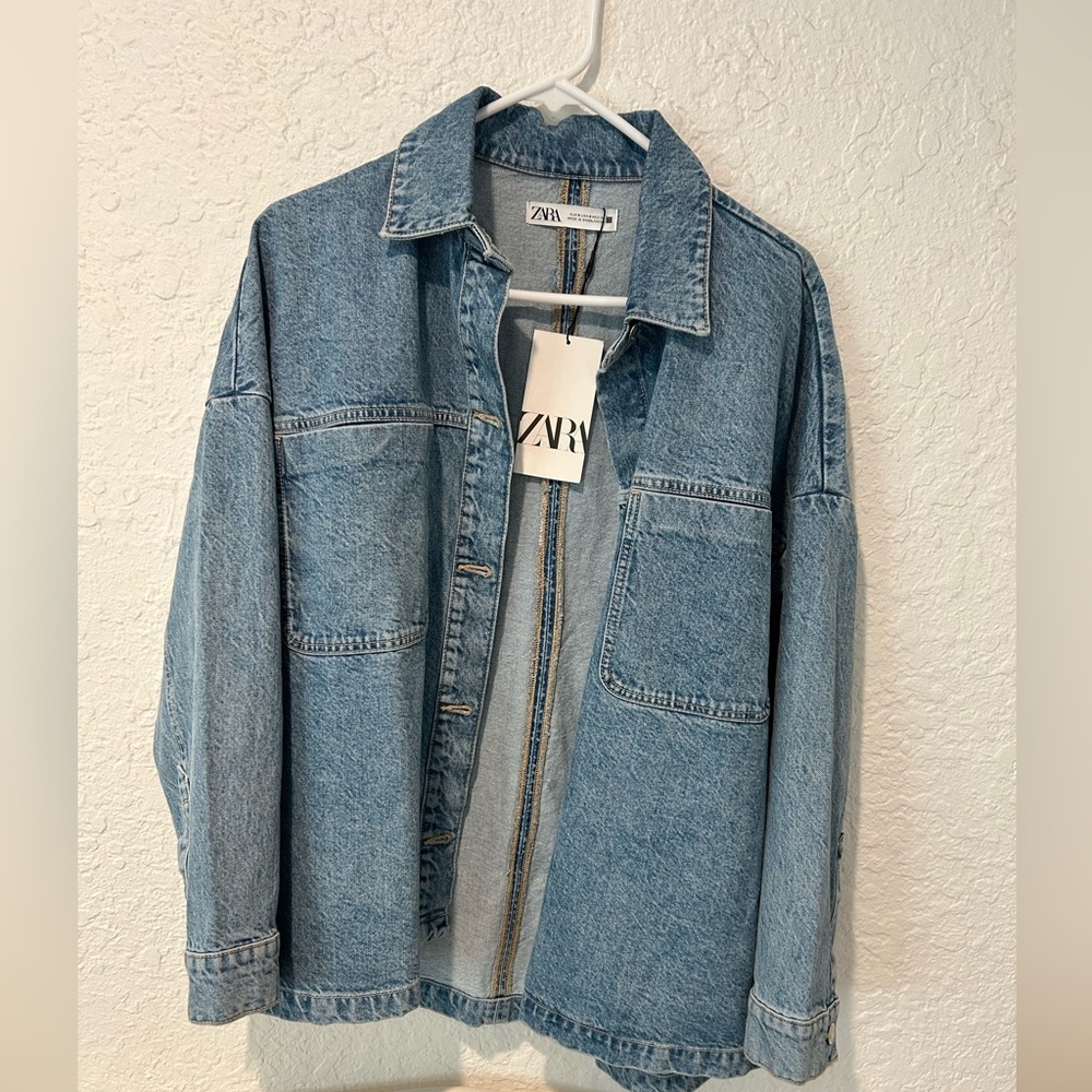 NWT Zara Patch Pocket Denim Jacket size S
